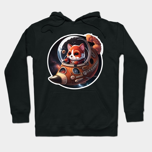 Red Panda Astronaut Pirate Sticker Hoodie by Walford-Designs